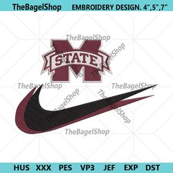 mississippi state bulldogs double swoosh nike logo embroidery design file