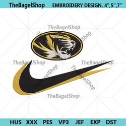 missouri tigers double swoosh nike logo embroidery design file