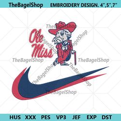 ole miss rebels double swoosh nike logo embroidery design file