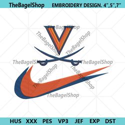 virginia cavaliers double swoosh nike logo embroidery design file