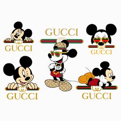 gucci mickey bundle logo svg, luxury brand logo svg