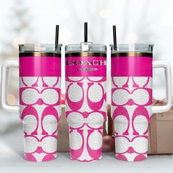 coach pink logo 40oz tumbler wrap, brand logo tumbler