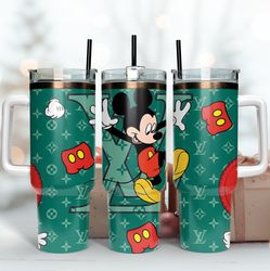 mickey lv logo pattern 40oz tumbler wrap, brand logo tumbler