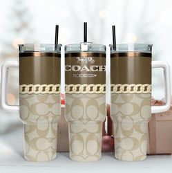 coach new york 40oz tumbler, coach tumbler wrap, brand logo tumbler