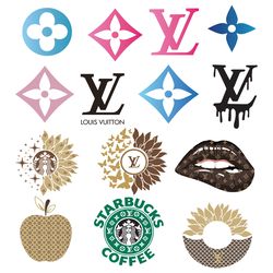 lv logo bundle trending svg, fashion logo svg, famous brand logo svg