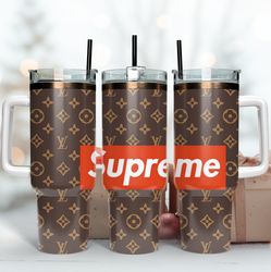 lv supreme 40oz tumbler wrap, fashion tumbler, famous brand logo wrap design