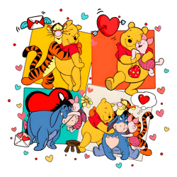 Disney Pooh Bear And Friend Happy Valentine PNG