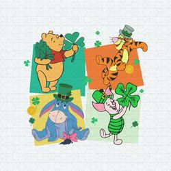 Disney Pooh Characters Lucky Patrick's Day SVG