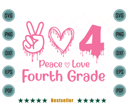 back to school peace love fourth grade kids svg hld150721ht53