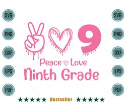 back to school peace love ninth grade svg hld150721ht58