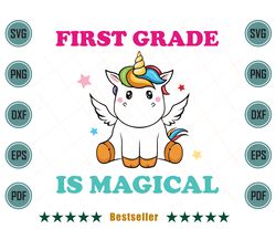 back to school unicorn first grade is magical svg hld090821ht74