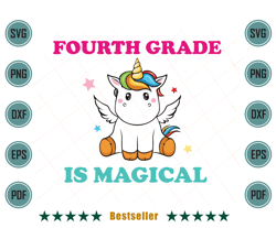 back to school unicorn fourth grade is magical svg hld090821ht84