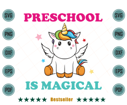 back to school unicorn preschool is magical svg hld090821ht88