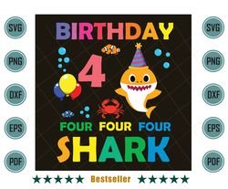 birthday baby shark 4 years old kid svg bd090821ht25