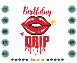 birthday drip red lips queen birthday svg bd240621ht2