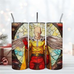 One Punch Man Stained Glass Tumbler Design Digital Download PNG Saitama Wrap 20oz