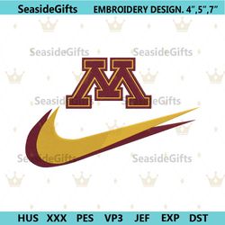 minnesota golden gophers double swoosh nike logo embroidery design file