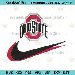 ohio state buckeyes double swoosh nike logo embroidery design file