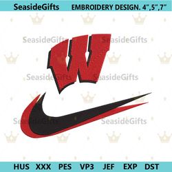 wisconsin badgers swoosh double nike logo embroidery design file