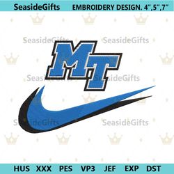 middle tennessee blue raiders double swoosh nike logo embroidery design file