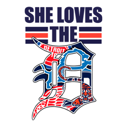 She Loves The D Detroit Baseball Football SVG