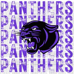 panthers distressed mascot, purple, design png, digital download