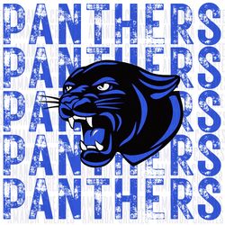 panthers distressed mascot, royal, design png, digital download