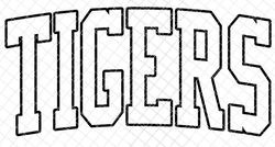 tigers black arched varsity outline mascot pngsvgjpg, digital download, instant delivery