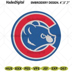 chicago cubs baseball bear head symbol logo machine embroidery digitizing