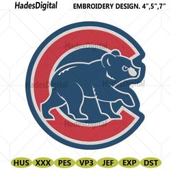 chicago cubs blue bear letter c logo machine embroidery digitizing