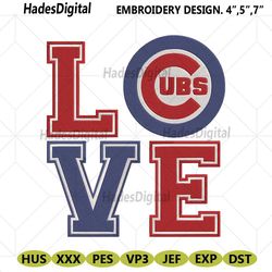 love chicago cubs baseball logo machine embroidery design