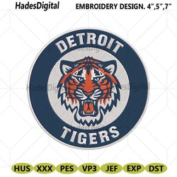 detroit tigers with tiger head circle logo machine embroidery file