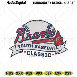 atlanta braves youth baseball classic logo machine embroidery digitizing