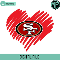 san francisco 49ers heart svg digital download, 49ers logo football svg, 49ers nfl files, 49ers cricut, sf 49ers files