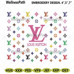 lv louis vuittion fashion logo rainbow wrap embroidery design download file