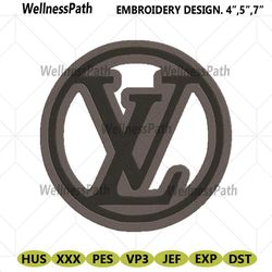 louis vuitton black and grey circle logo embroidery design download