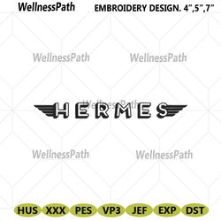 hermes wings silhouette logo embroidery design file