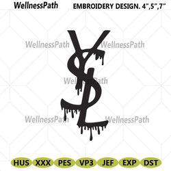 ysl symbol logo dripping embroidery instant download