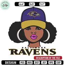 baltimore ravens girl embroidery design, ravens embroidery, nfl embroidery, logo sport embroidery, embroidery design 1