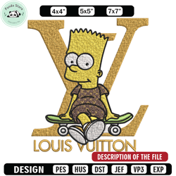 bart simpson lv embroidery design, lv embroidery, embroidery file, logo shirt, sport embroidery, digital download