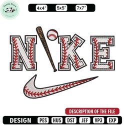 baseball x nike embroidery design, baseball embroidery, nike design, embroidery shirt, embroidery file, digital download