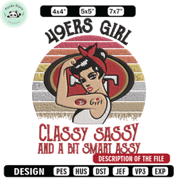 49ers girl classy sassy and a bit smart assy embroidery design, 49ers embroidery, nfl embroidery - panda store
