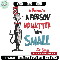 a persons no matter how small dr seuss embroidery design, dr seuss embroidery, embroidery file, digital download
