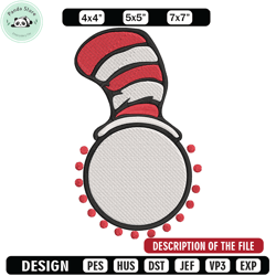 cat in the hat embroidery design, cat in the hat embroidery, embroidery file, logo shirt, digital download 1