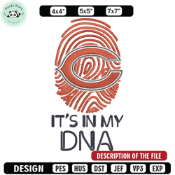 it's in my dna chicago bears embroidery design, bears embroidery, nfl embroidery, sport embroidery, embroidery design