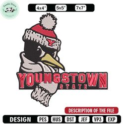 youngstown state logo embroidery design, ncaa embroidery,sport embroidery, embroidery design,logo sport embroidery