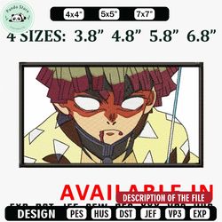 zenitsu rectangle embroidery design, anime embroidery, anime design, embroidered shirt, anime shirt, digital download