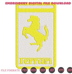 golden ferrari embroidery logo design brand car brand emboridery file