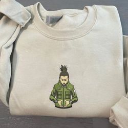 shikamaru embroidered crewneck, naruto embroidered sweatshirt, inspired embroidered manga anime hoodie