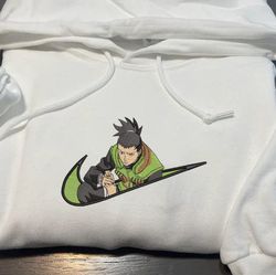 shikamaru nike embroidered crewneck, naruto embroidered sweatshirt, inspired embroidered manga anime hoodie